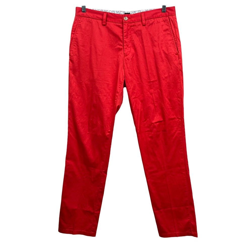 BOSS Hugo Boss Mens Chino Pants Crigan Straight Regular Fit Stretch Red Sz W34*